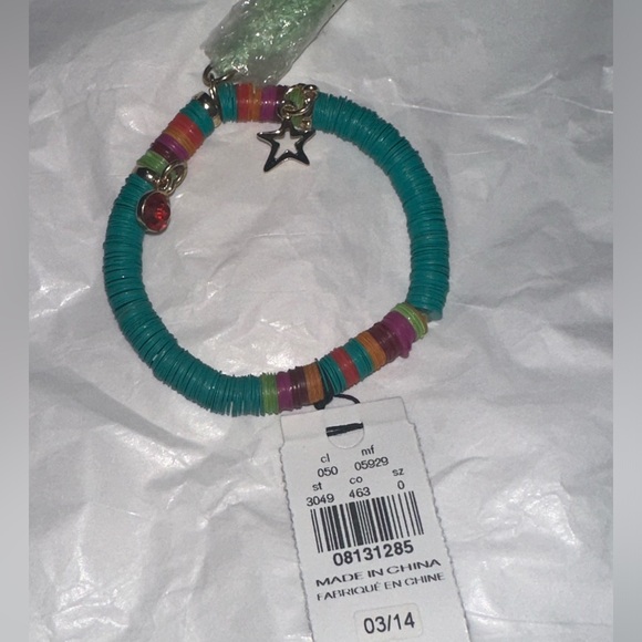 Express || NWT || Stretchy Boho Green Disc Charm Bracelet - Picture 3 of 5